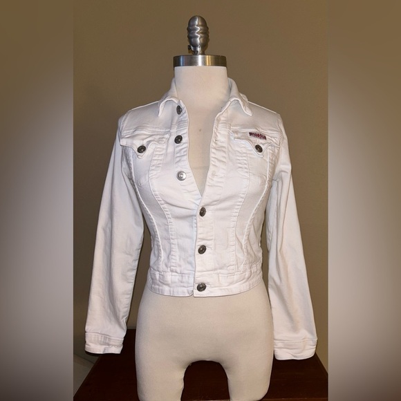 Hudson‎ White Crop Denim Jacket - Size L - Picture 1 of 10
